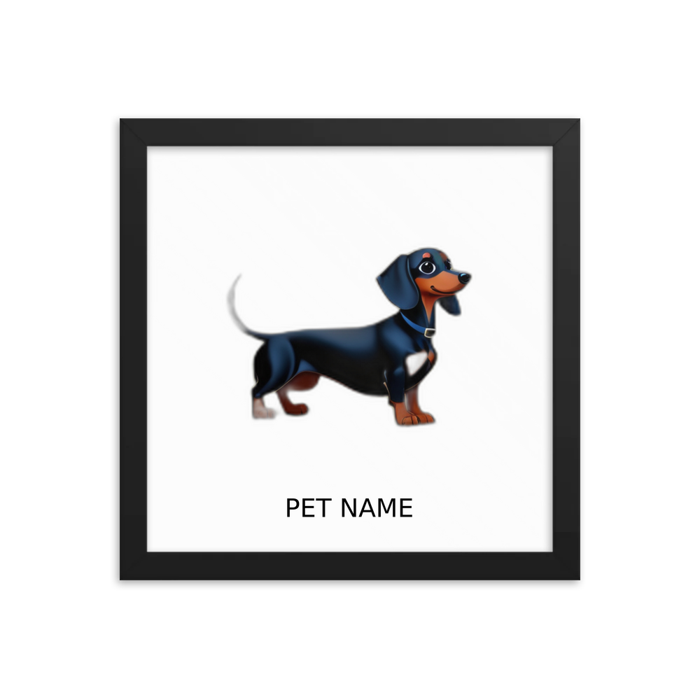 PugMug Custom Black Dachshund Framed Print with Your Pet’s Name
