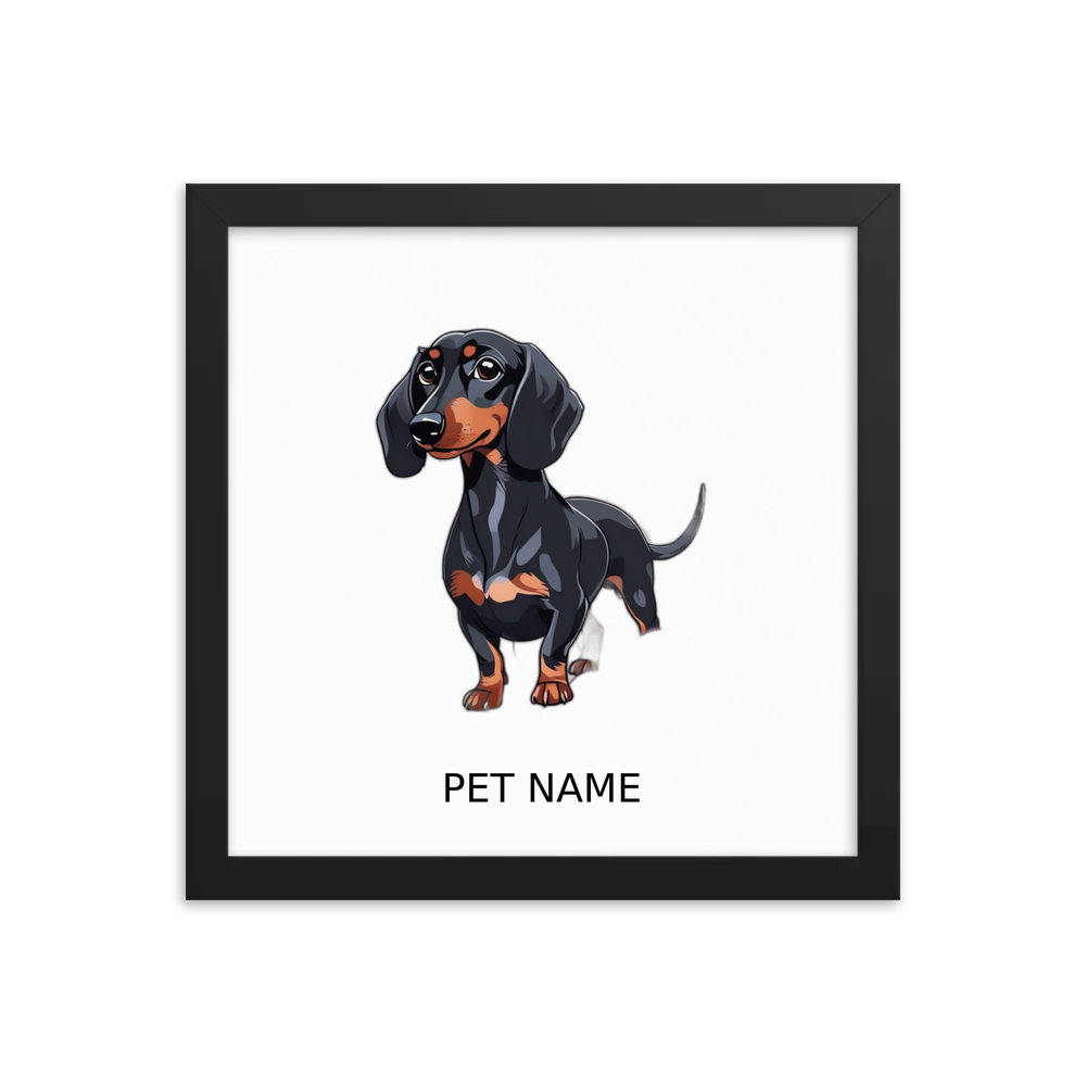 PugMug Custom Black Dachshund Framed Print with Your Pet’s Name