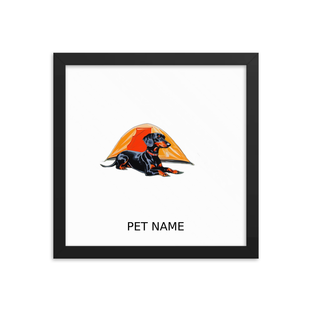 PugMug Custom Black Dachshund Framed Print with Your Pet’s Name