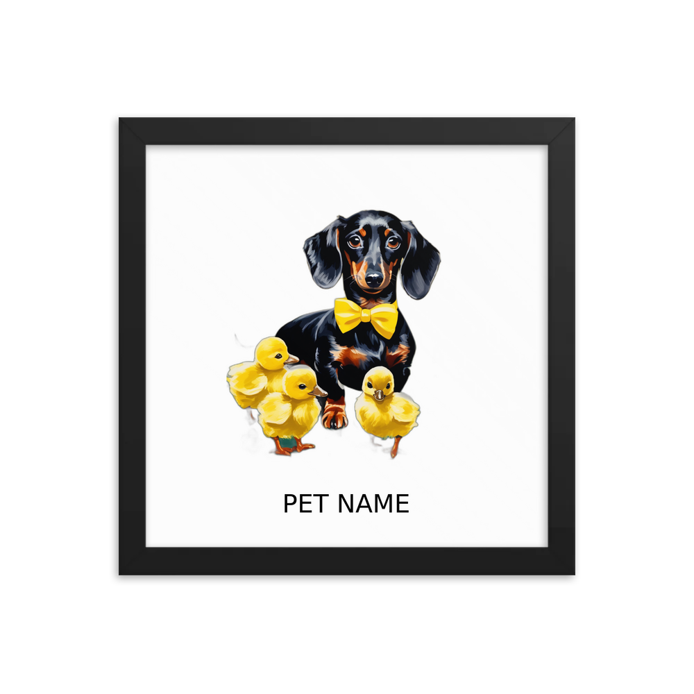 PugMug Custom Black Dachshund Framed Print with Your Pet’s Name