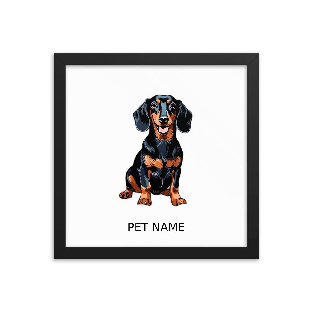 PugMug Custom Black Dachshund Framed Print with Your Pet’s Name