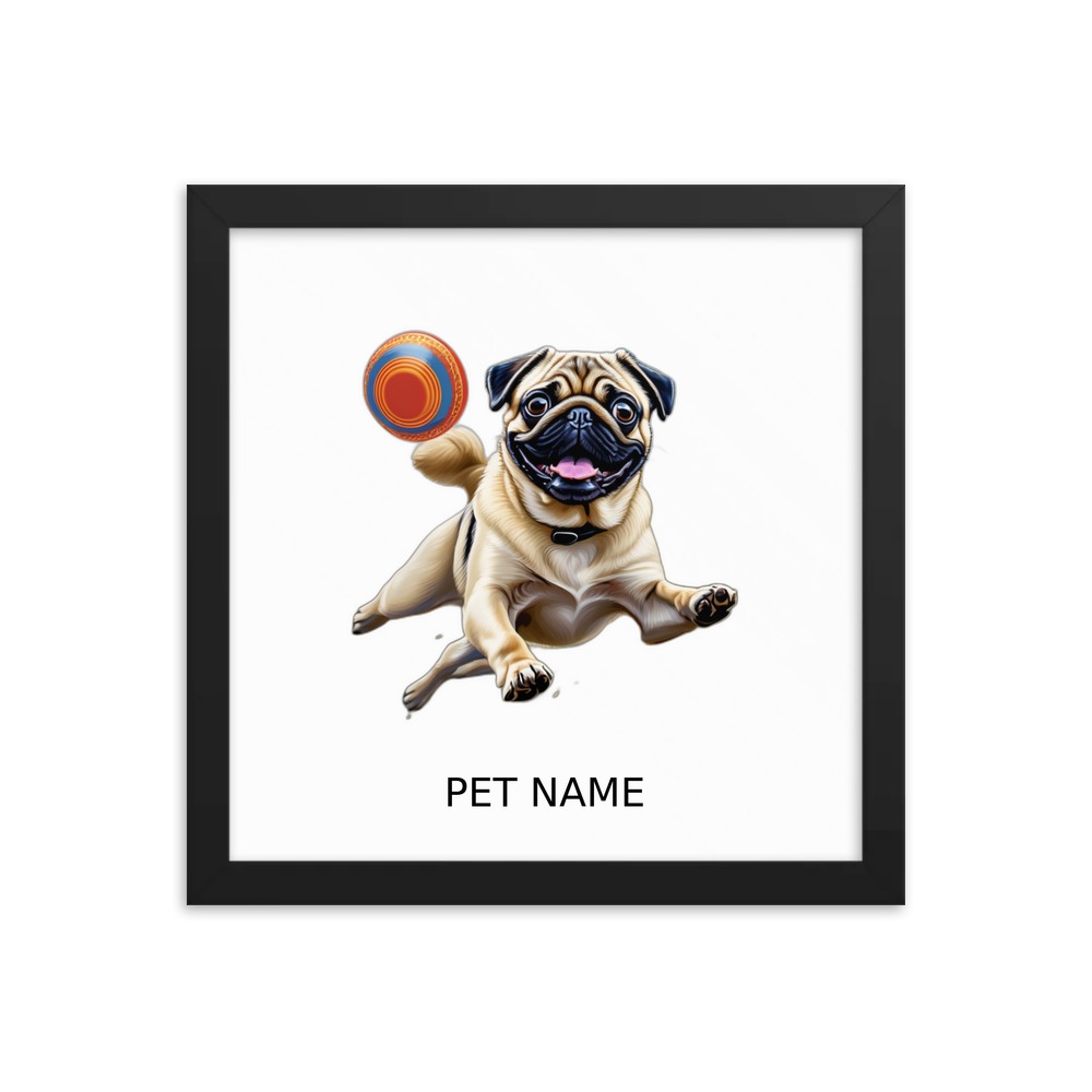 PugMug Custom Pug Framed Print with Your Pet’s Name