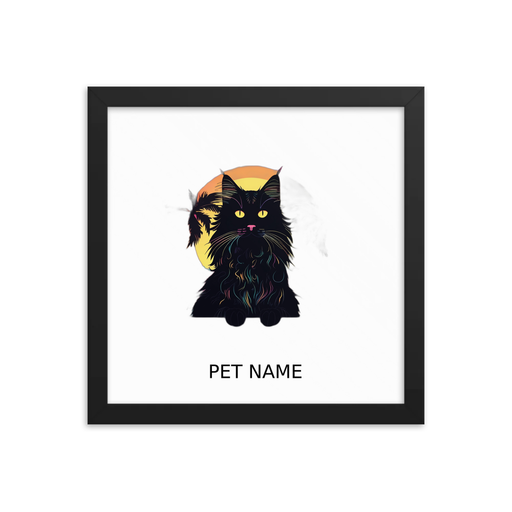 PugMug Custom Black Maine Coon Cat Framed Print with Your Pet’s Name