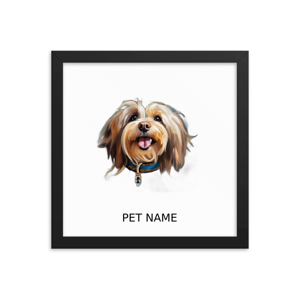 PugMug Custom Tan Havanese Dog Framed Print with Your Pet’s Name