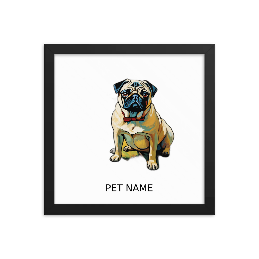 PugMug Custom Pug Framed Print with Your Pet’s Name
