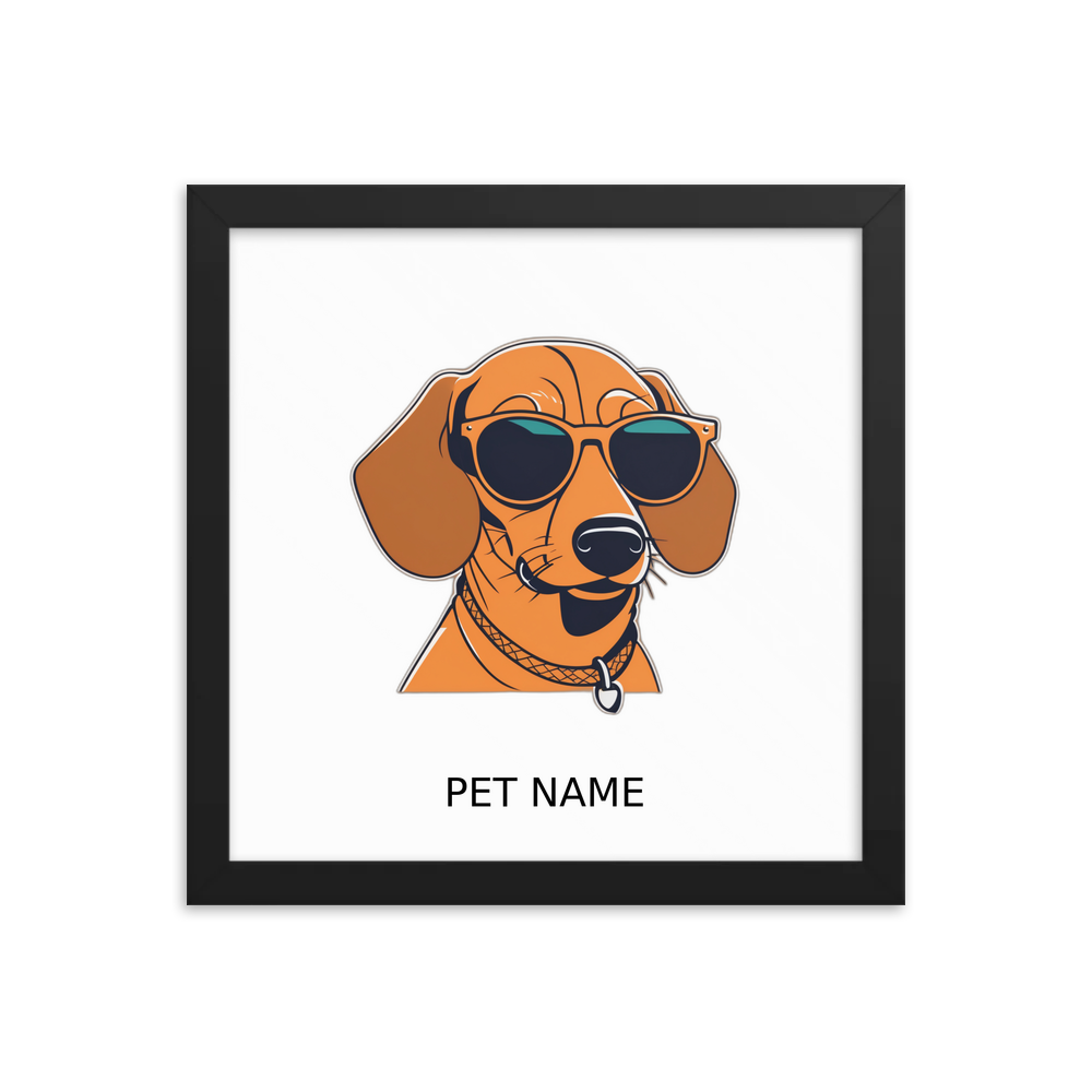 PugMug Custom Tan Dachshund Framed Print with Your Pet’s Name