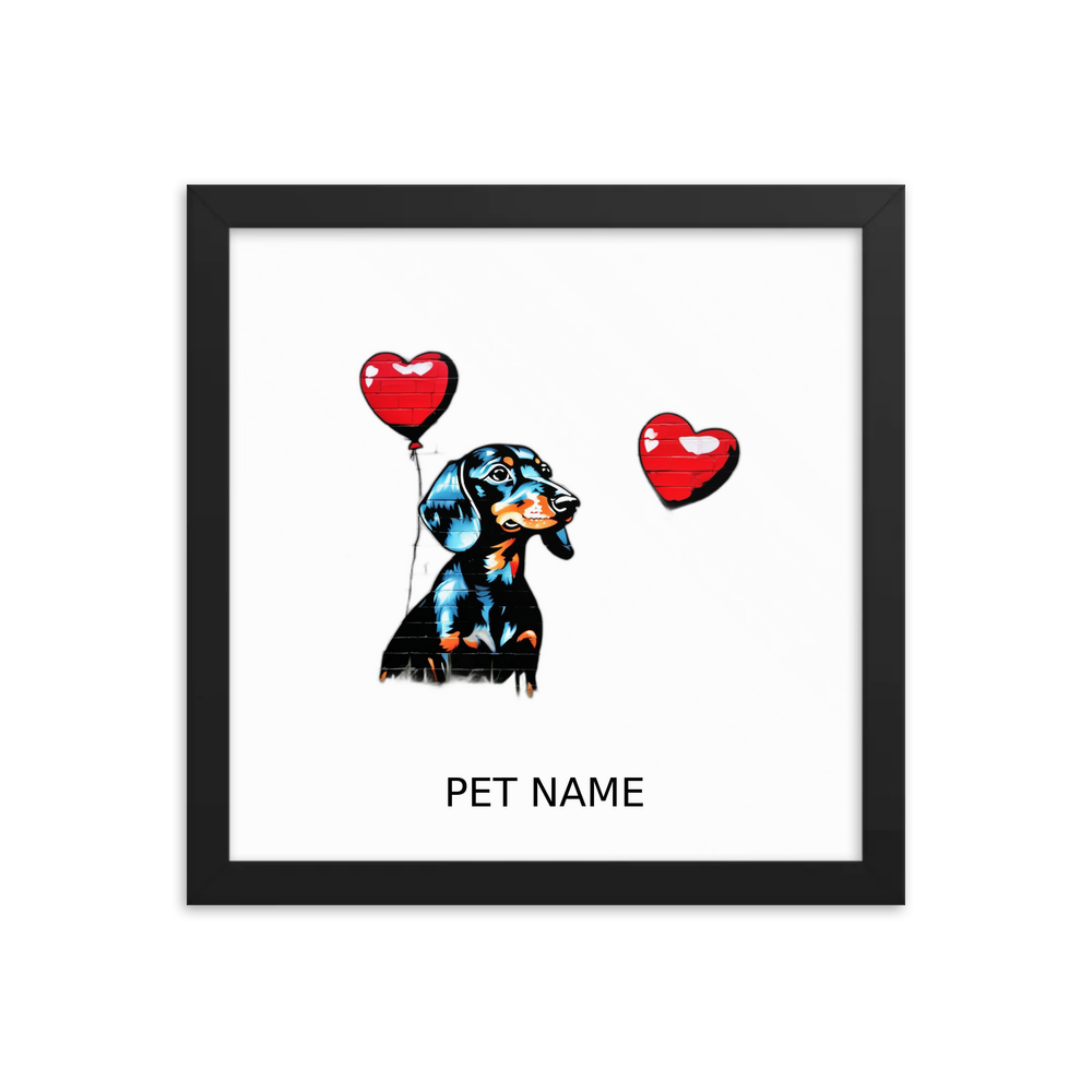 PugMug Custom Black Dachshund Framed Print with Your Pet’s Name