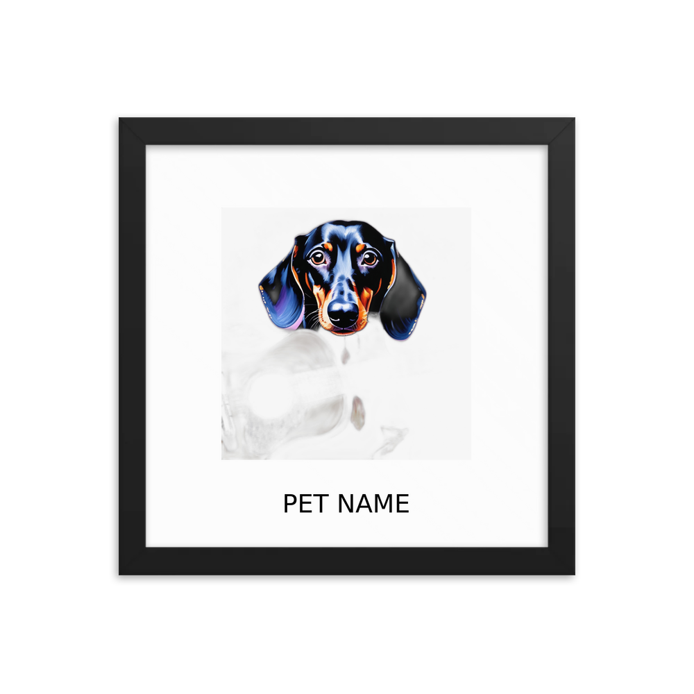 PugMug Custom Black Dachshund Framed Print with Your Pet’s Name