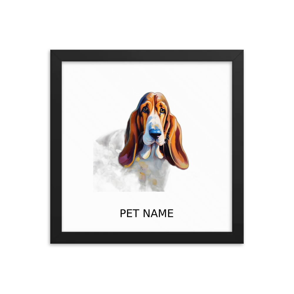 PugMug Custom Basset Hound Framed Print with Your Pet’s Name