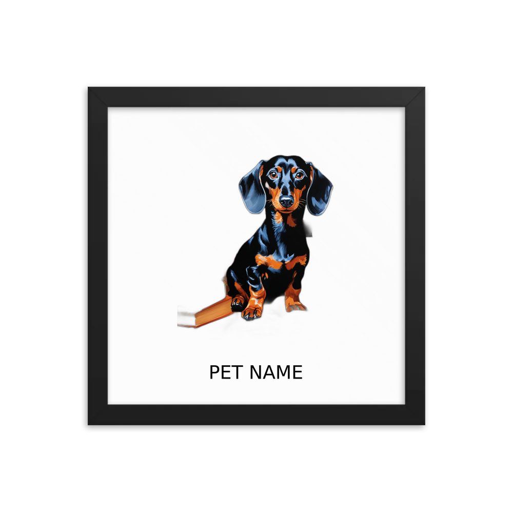 PugMug Custom Black Dachshund Framed Print with Your Pet’s Name