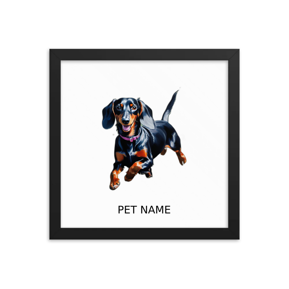 PugMug Custom Black Dachshund Framed Print with Your Pet’s Name