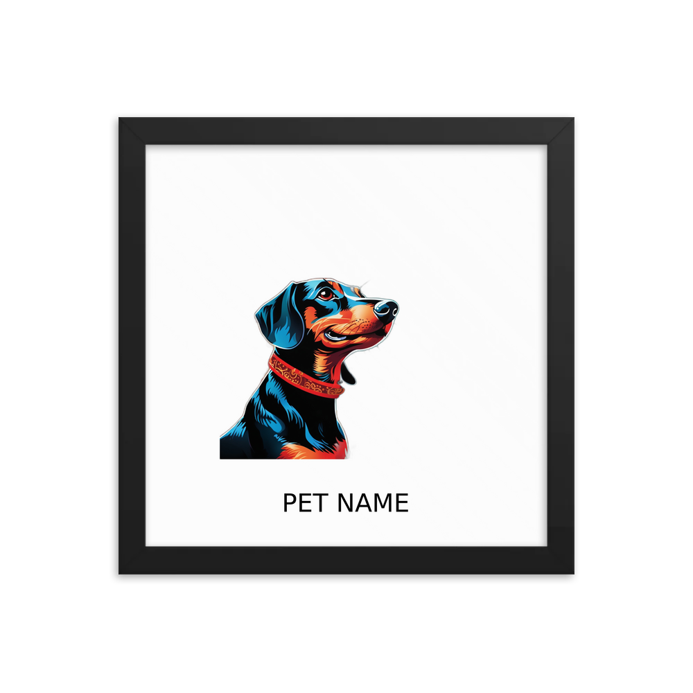 PugMug Custom Black Dachshund Framed Print with Your Pet’s Name