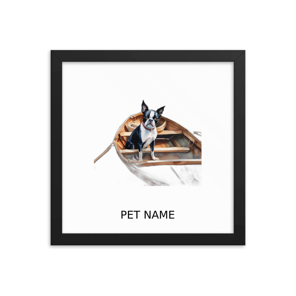 PugMug Custom Boston Terrier Framed Print with Your Pet’s Name