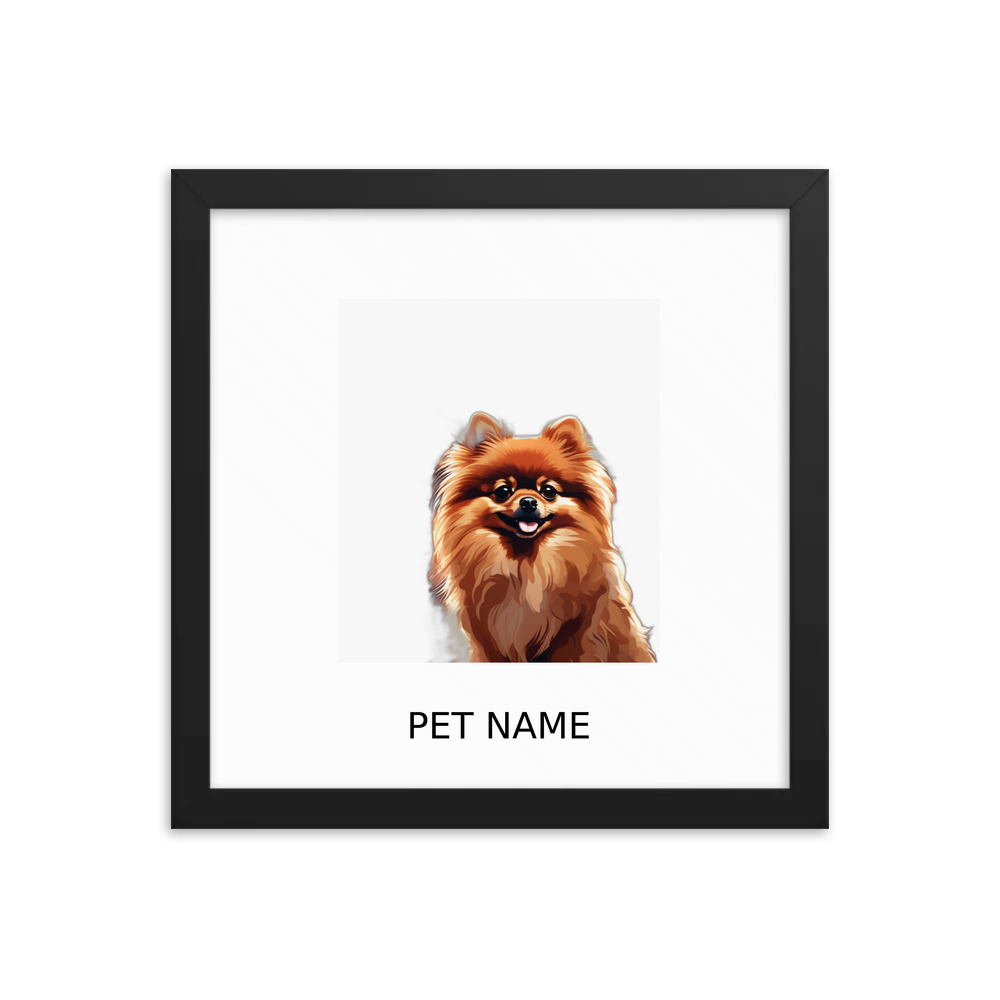 PugMug Custom Tan Pomeranian Framed Print with Your Pet’s Name