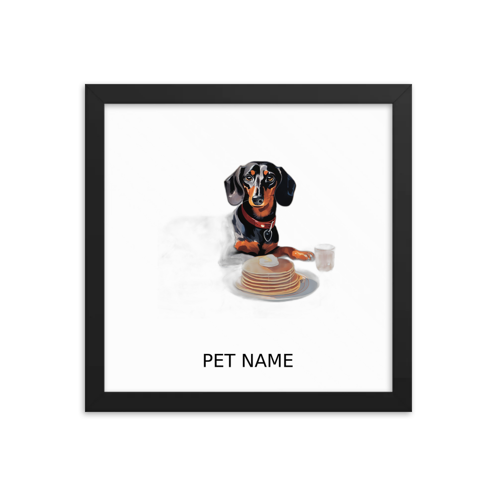 PugMug Custom Black Dachshund Framed Print with Your Pet’s Name