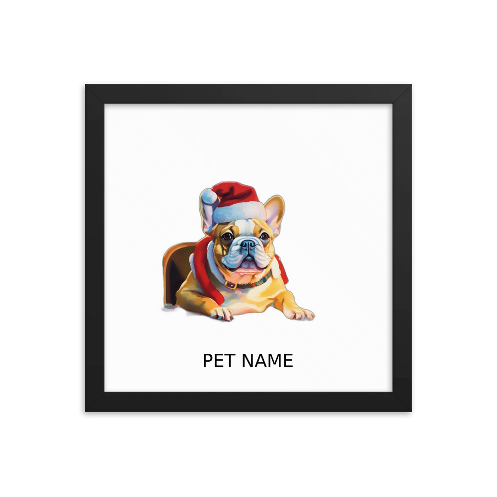 PugMug Custom Tan French Bulldog Framed Print with Your Pet’s Name