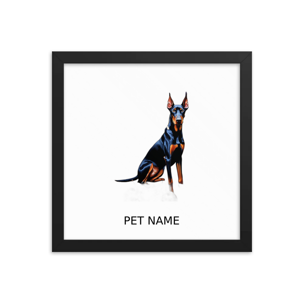 PugMug Custom Doberman Pinscher Framed Print with Your Pet’s Name