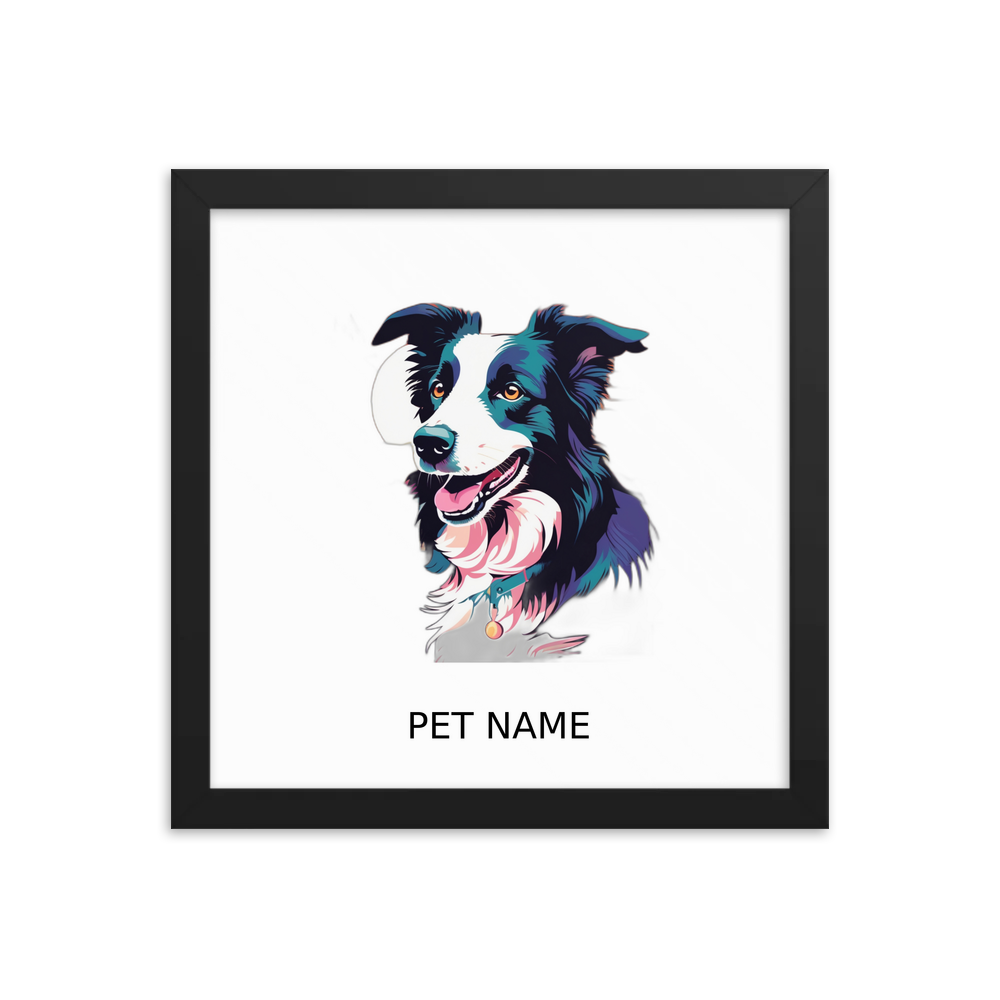 PugMug Custom Border Collie Framed Print with Your Pet’s Name