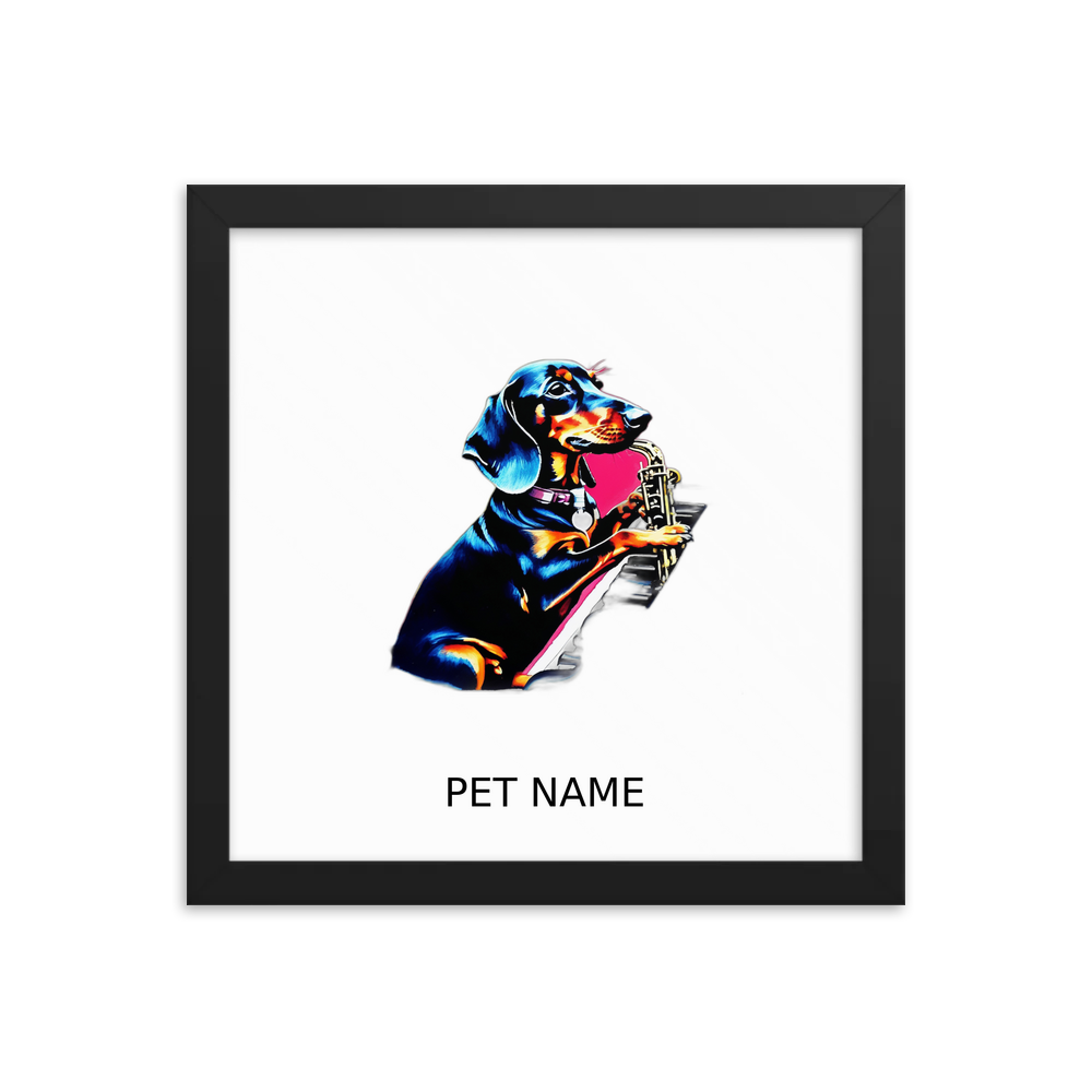 PugMug Custom Black Dachshund Framed Print with Your Pet’s Name