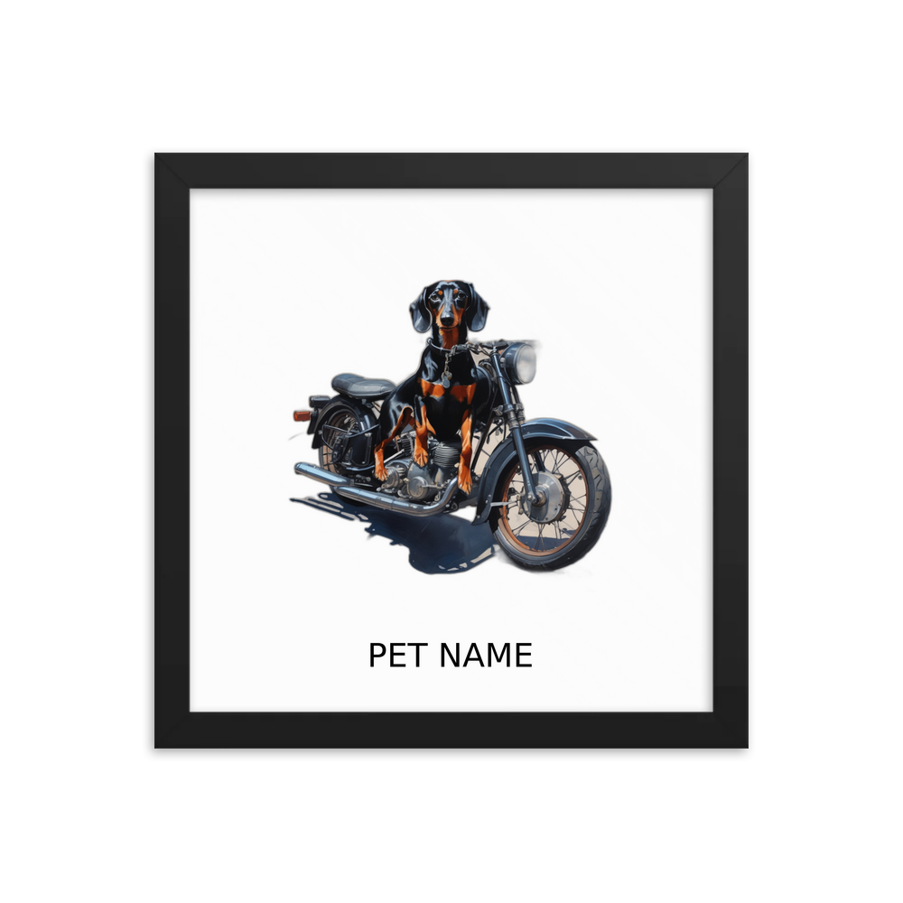PugMug Custom Black Dachshund Framed Print with Your Pet’s Name