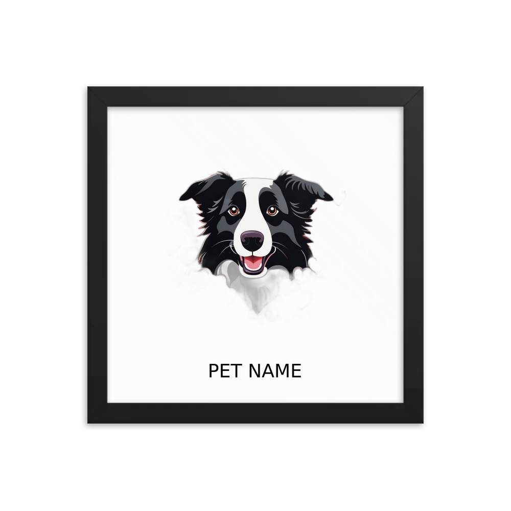 PugMug Custom Border Collie Framed Print with Your Pet’s Name