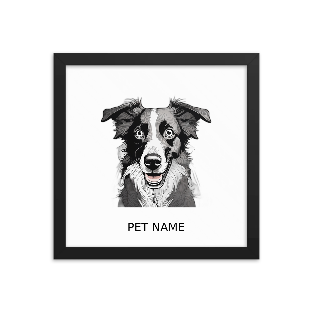 PugMug Custom Border Collie Framed Print with Your Pet’s Name