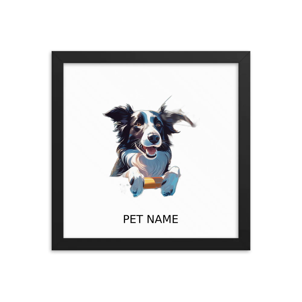 PugMug Custom Border Collie Framed Print with Your Pet’s Name