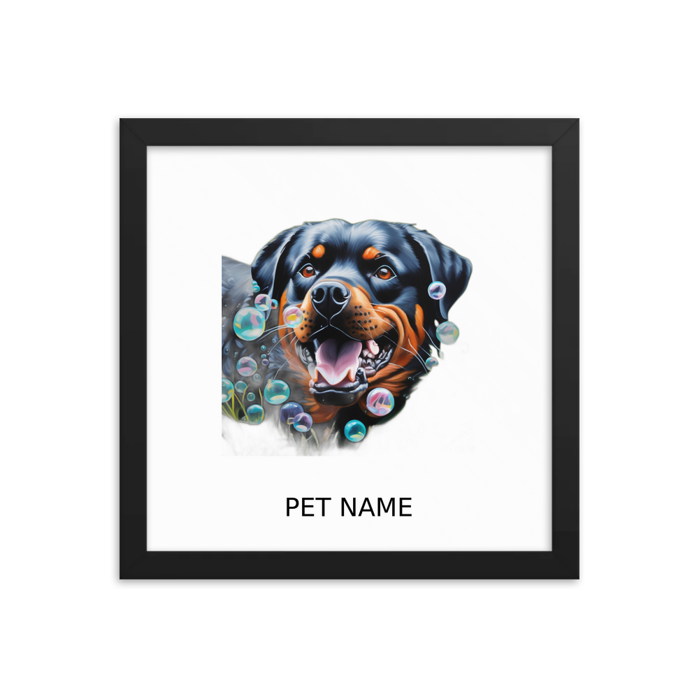 PugMug Custom Rottweiler Framed Print with Your Pet’s Name