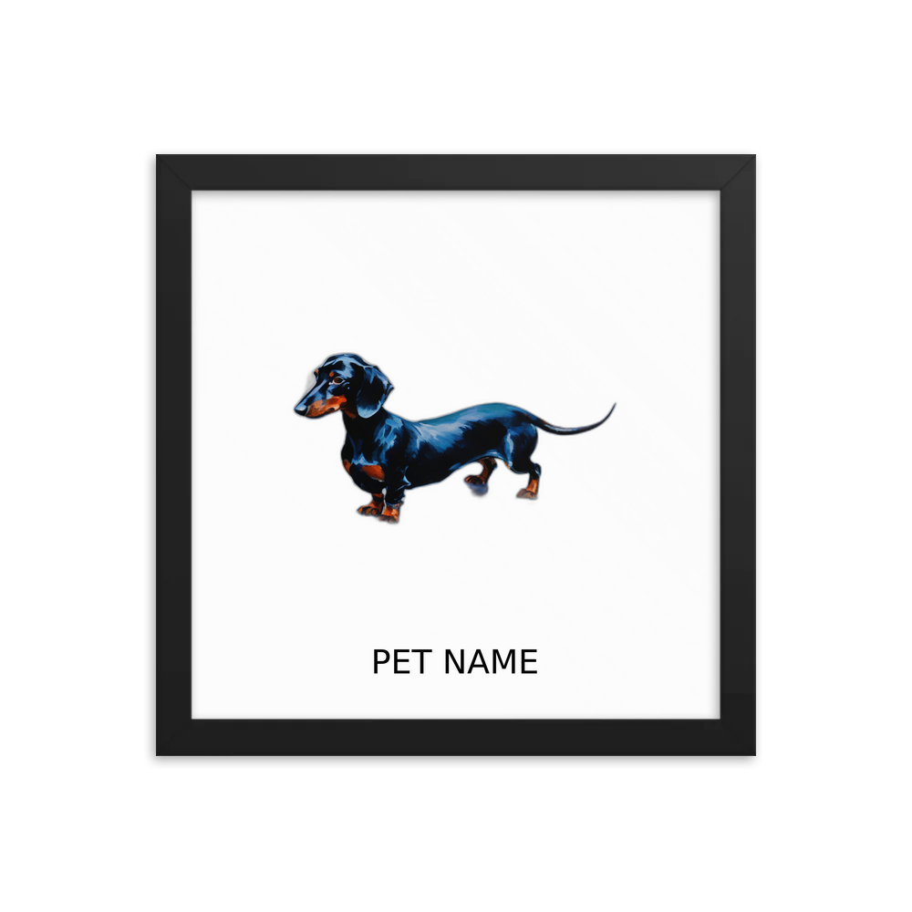PugMug Custom Black Dachshund Framed Print with Your Pet’s Name
