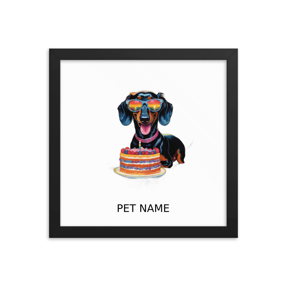 PugMug Custom Black Dachshund Framed Print with Your Pet’s Name