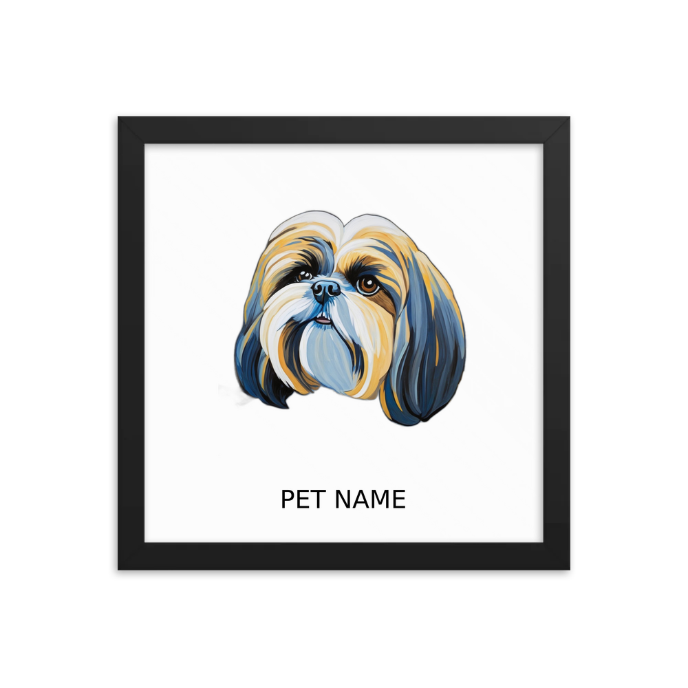 PugMug Custom Shih Tzu Framed Print with Your Pet’s Name