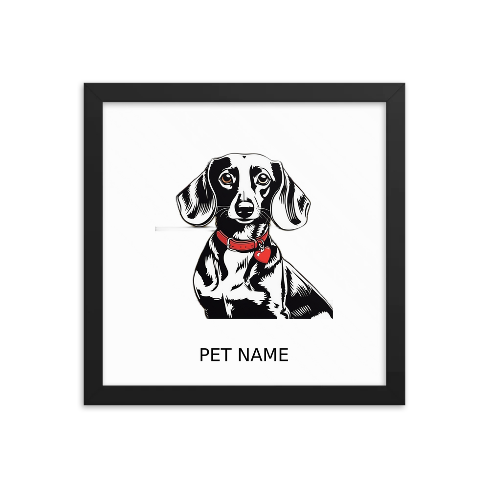 PugMug Custom Black Dachshund Framed Print with Your Pet’s Name