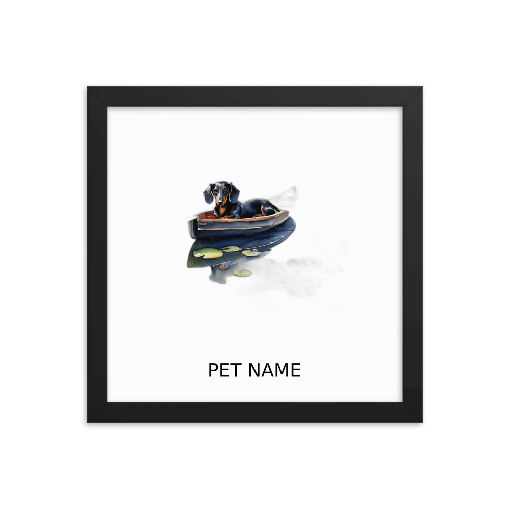PugMug Custom Black Dachshund Framed Print with Your Pet’s Name