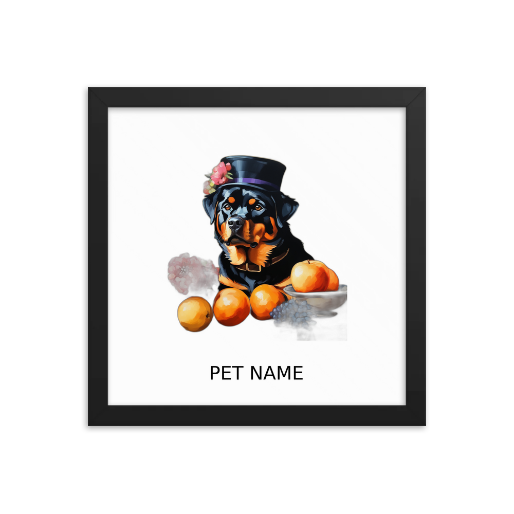 PugMug Custom Rottweiler Framed Print with Your Pet’s Name