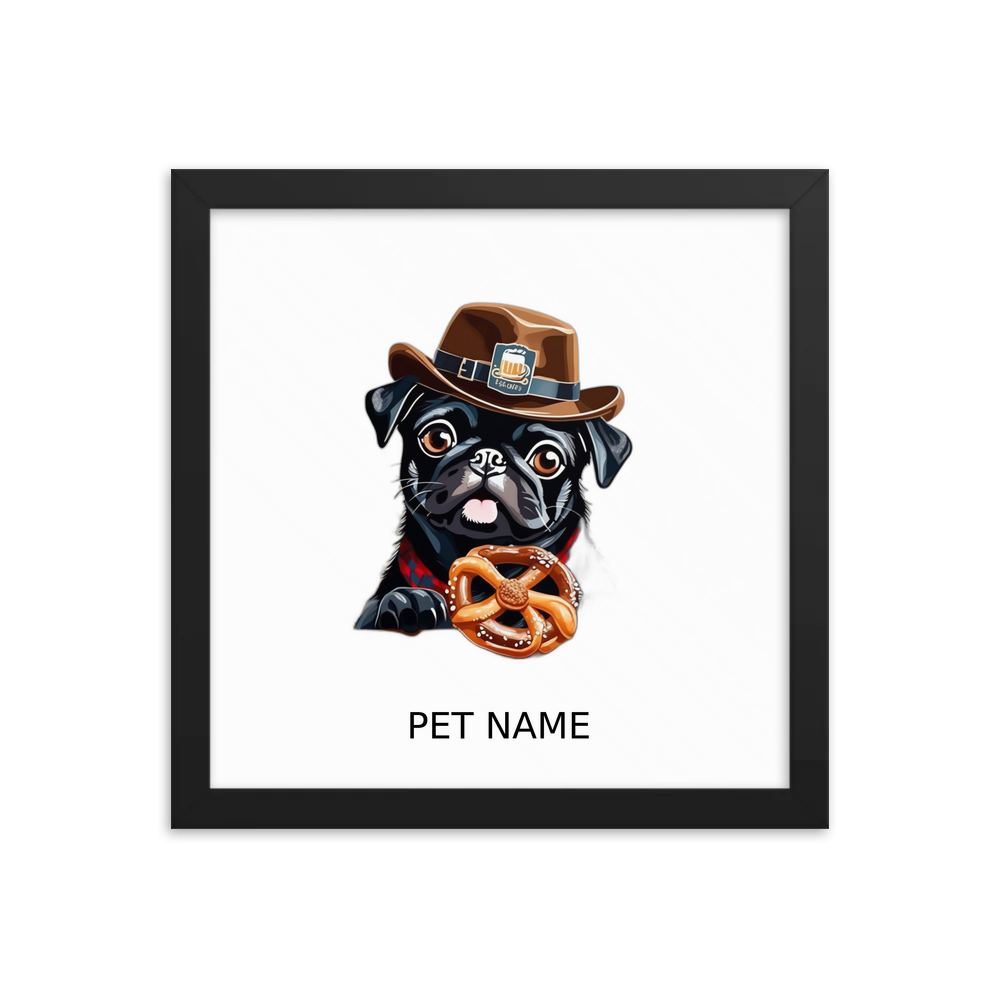 PugMug Custom Black Pug Framed Print with Your Pet’s Name
