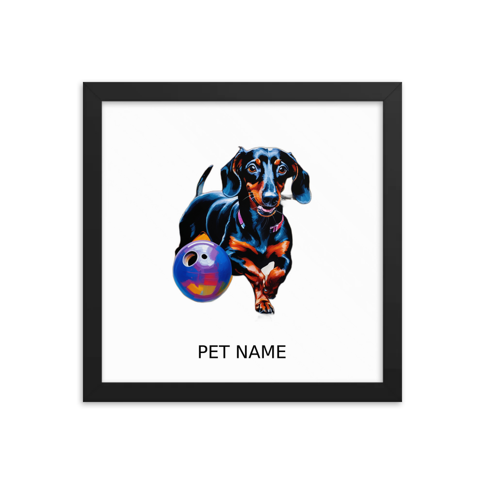 PugMug Custom Black Dachshund Framed Print with Your Pet’s Name