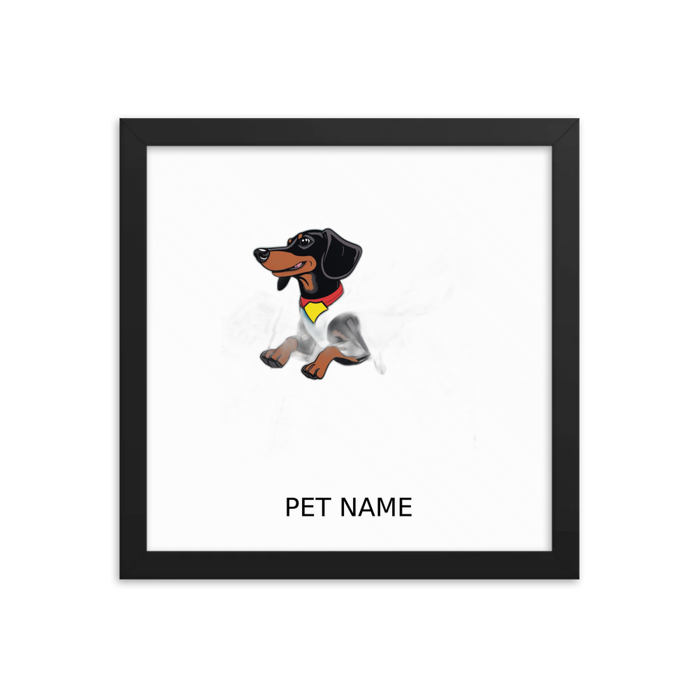 PugMug Custom Black Dachshund Framed Print with Your Pet’s Name
