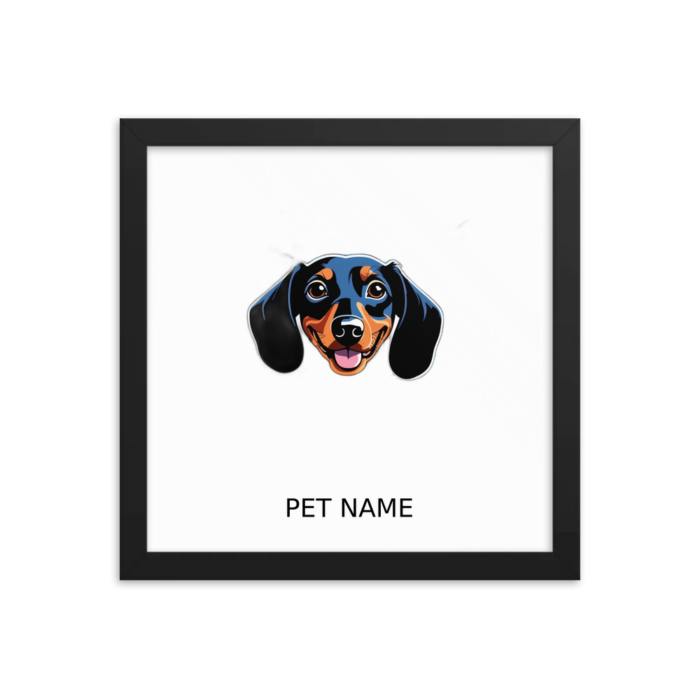 PugMug Custom Black Dachshund Framed Print with Your Pet’s Name