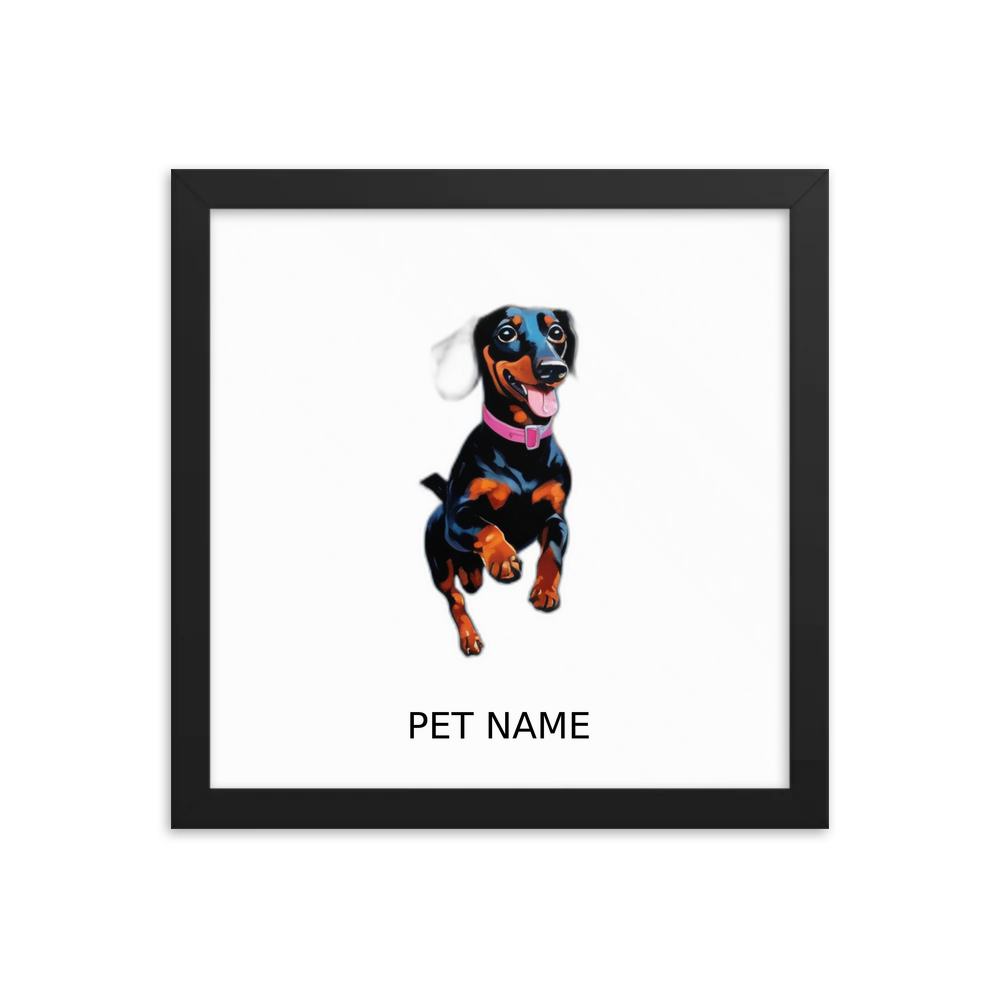 PugMug Custom Black Dachshund Framed Print with Your Pet’s Name