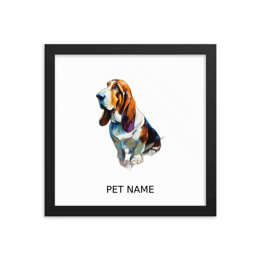 PugMug Custom Basset Hound Framed Print with Your Pet’s Name