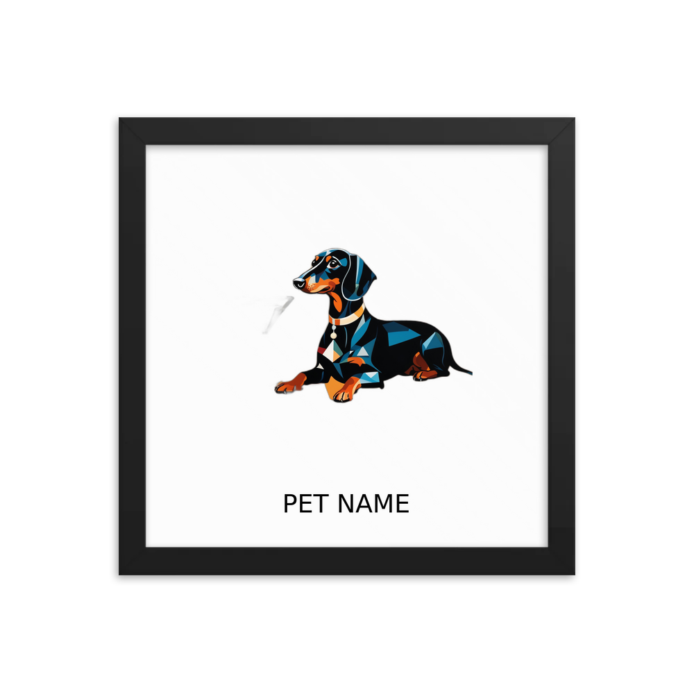 PugMug Custom Black Dachshund Framed Print with Your Pet’s Name