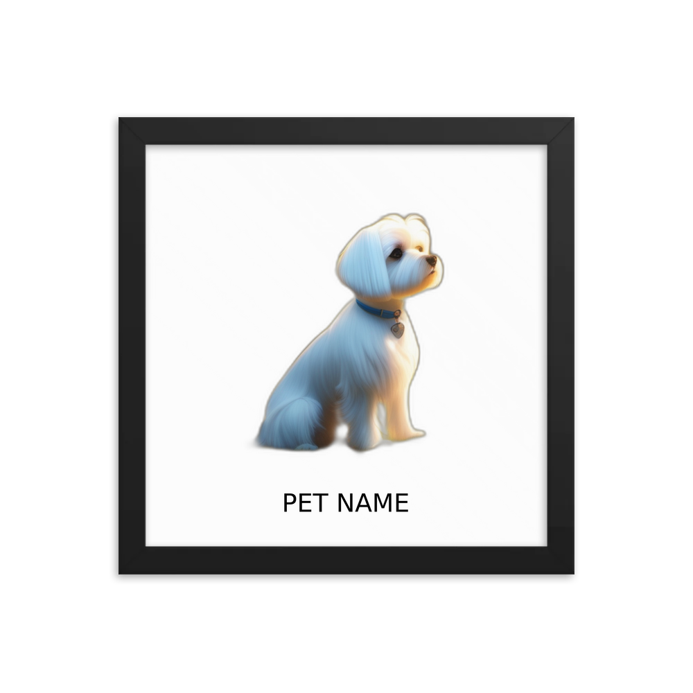 PugMug Custom Maltese Dog Framed Print with Your Pet’s Name