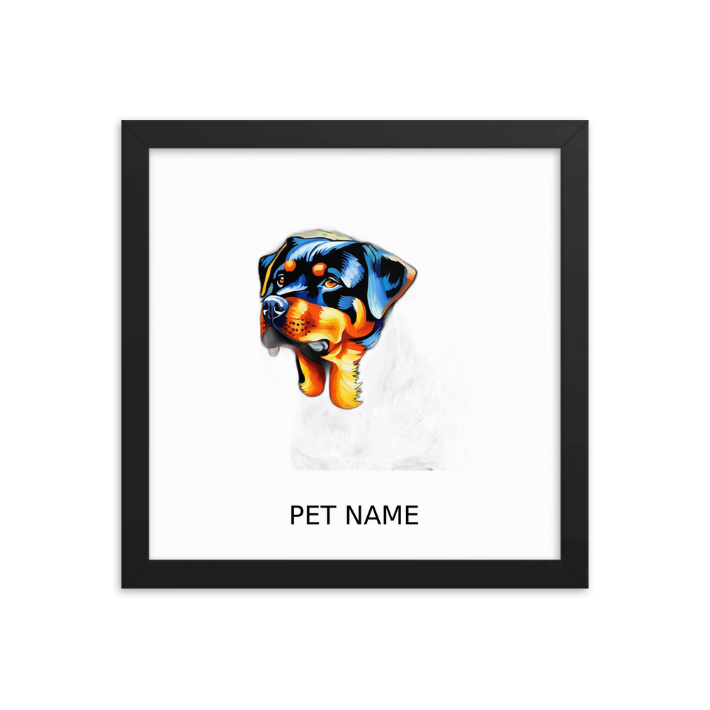 PugMug Custom Rottweiler Framed Print with Your Pet’s Name