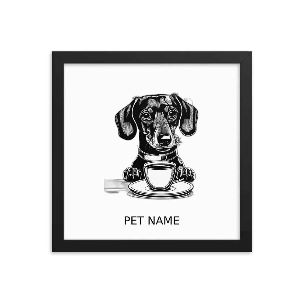 PugMug Custom Black Dachshund Framed Print with Your Pet’s Name