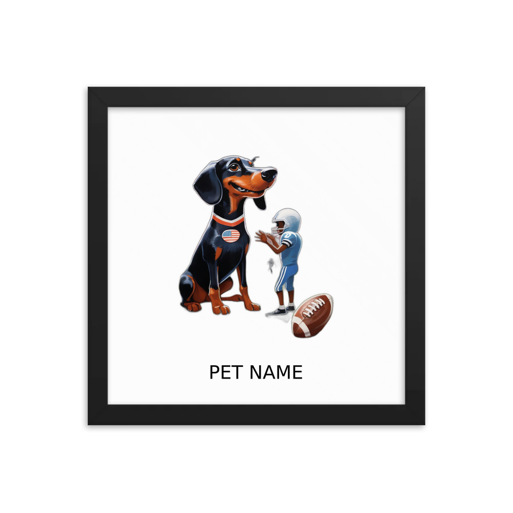 PugMug Custom Black Dachshund Framed Print with Your Pet’s Name