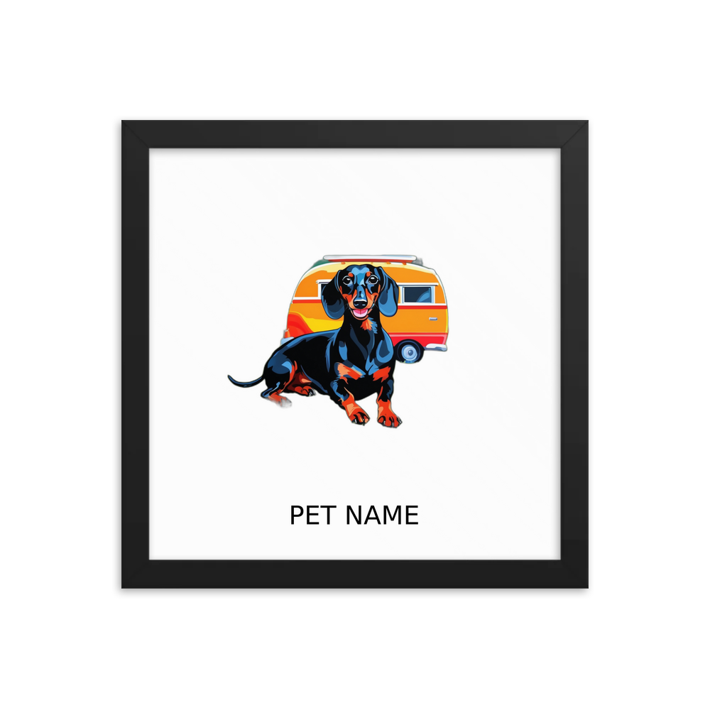 PugMug Custom Black Dachshund Framed Print with Your Pet’s Name