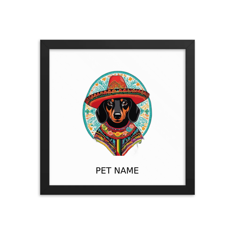PugMug Custom Black Dachshund Framed Print with Your Pet’s Name