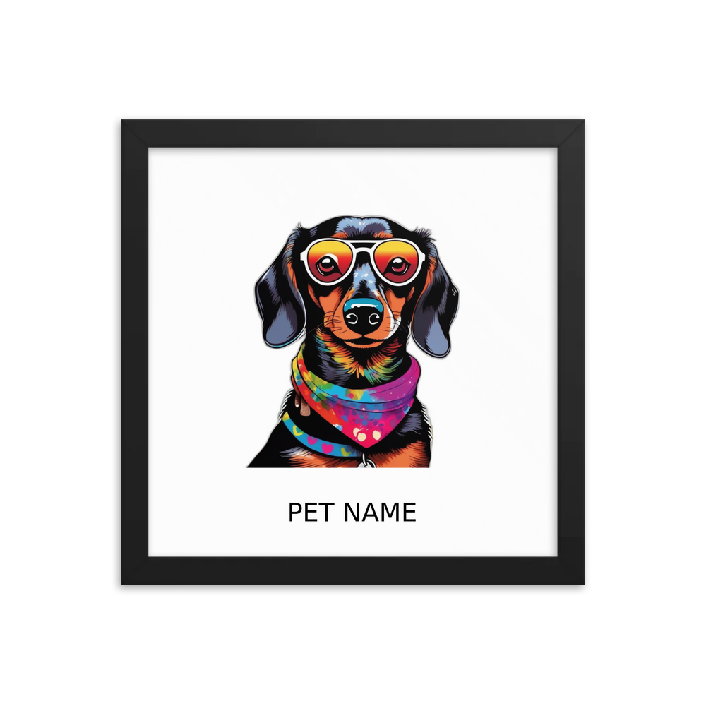 PugMug Custom Black Dachshund Framed Print with Your Pet’s Name
