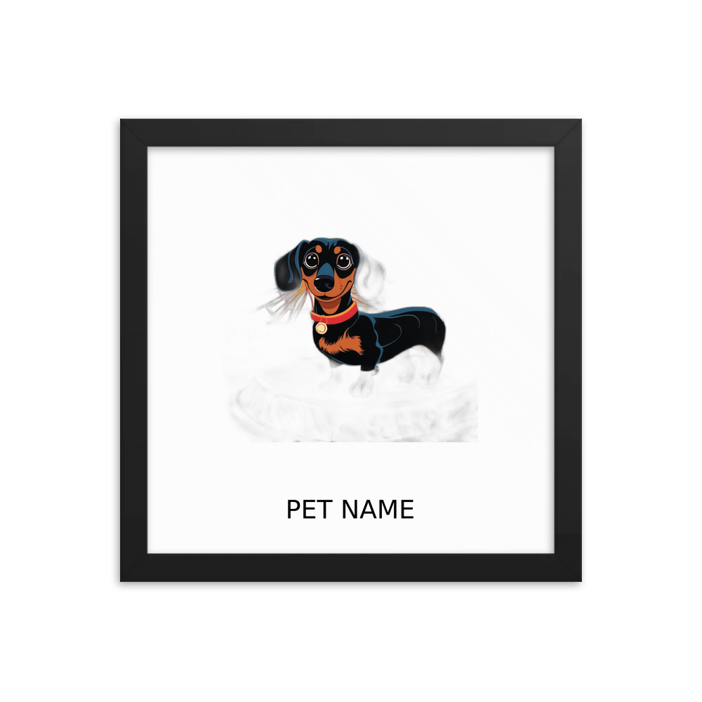PugMug Custom Black Dachshund Framed Print with Your Pet’s Name