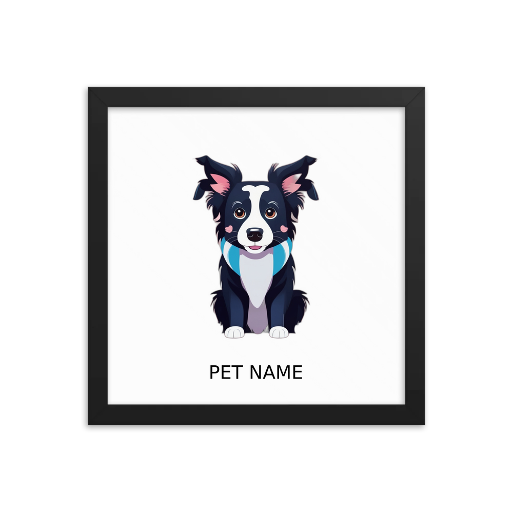 PugMug Custom Border Collie Framed Print with Your Pet’s Name